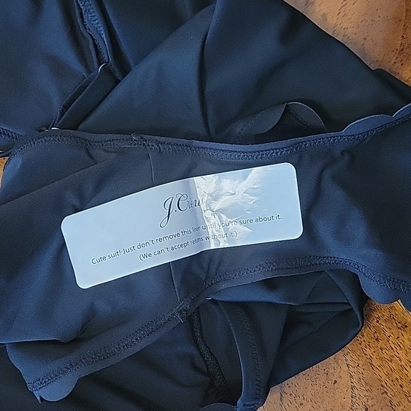J.CREW Factory Scalloped One-Piece Swimsuit, S, Black, padded, lined, NWT - Picture 10 of 11